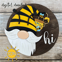 Interchangeable Round Gnome door hanger SVG Bees and honey Gnome svg Add-on Gnome Hi Door hanger svg Glowforge SVG Laser cut file