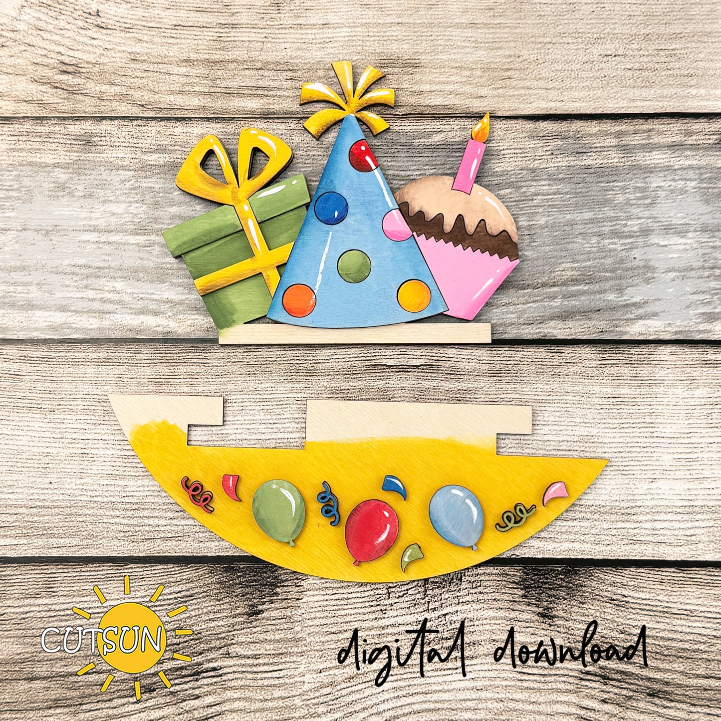Birthday Add-On for Interchangeable Round Sign | Party Door Hanger SVG | Birthday Laser Cut File