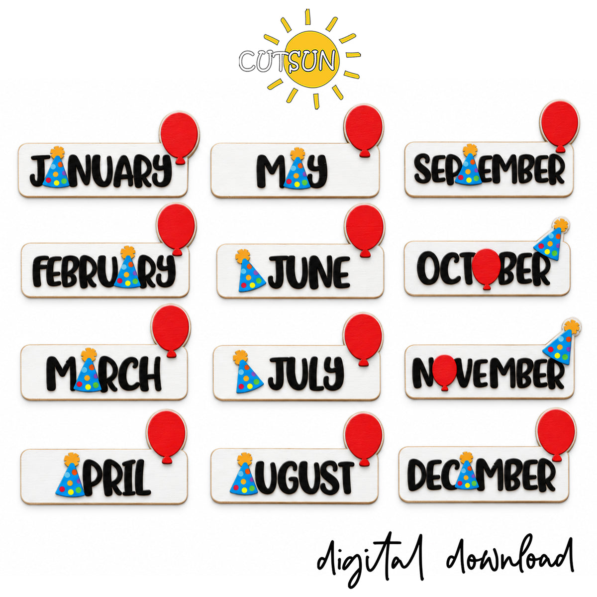 Interchangeable Perpetual Desktop Calendar – Laser Cut File