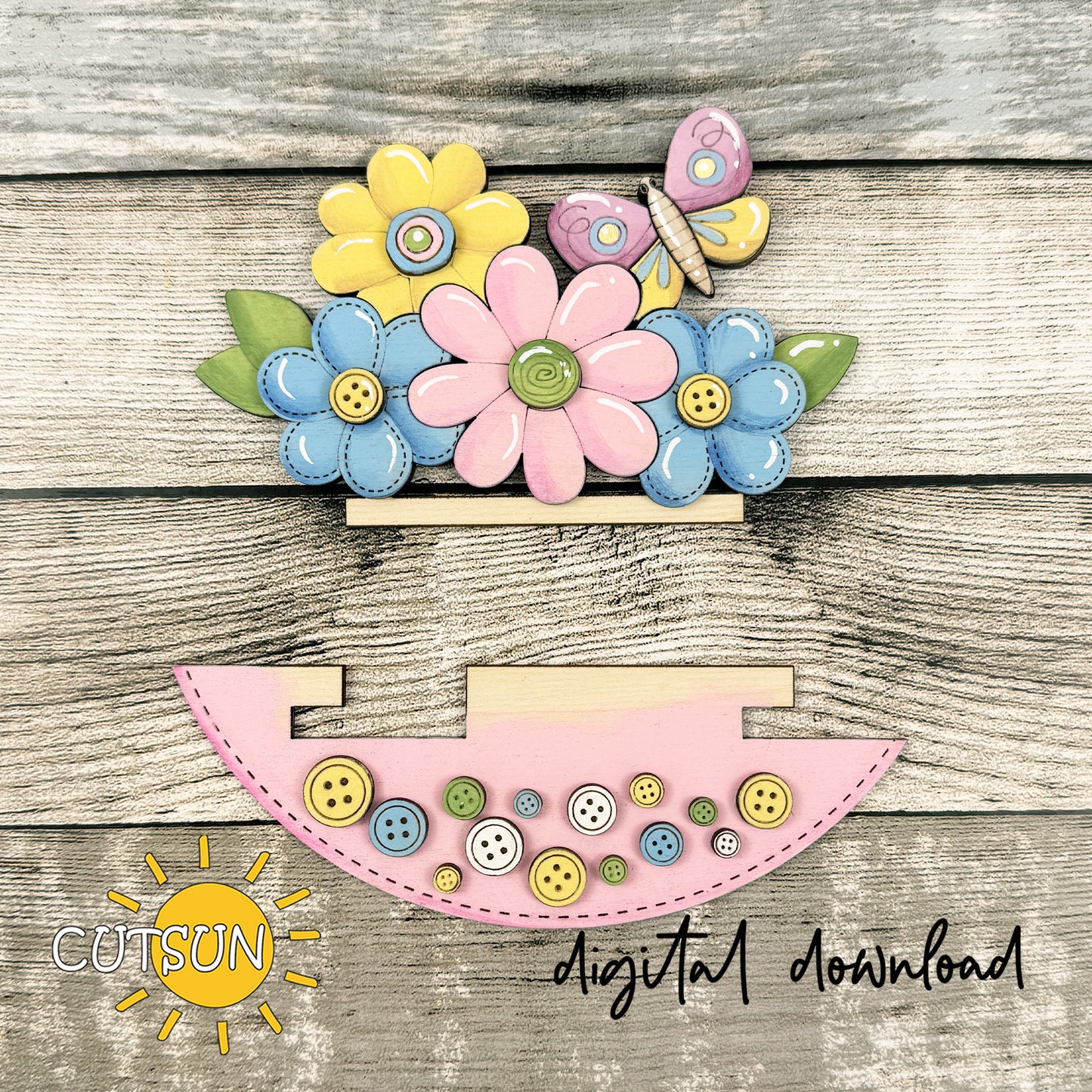 Floral Add-On for Interchangeable Round Sign SVG – Layered Flower Insert