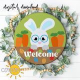 Easter Door Hanger SVG | Bunny with Eyeglasses Welcome Sign | Laser Cut File