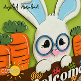 Easter Door Hanger SVG | Bunny with Eyeglasses Welcome Sign | Laser Cut File