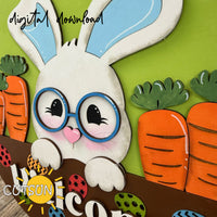 Easter Door Hanger SVG | Bunny with Eyeglasses Welcome Sign | Laser Cut File