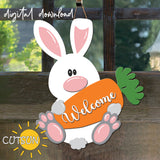 Easter Bunny door hanger SVG Easter door sign svg Modern Farmhouse decor Welcome sign svg Glowforge SVG Laser cut file Cricut svg