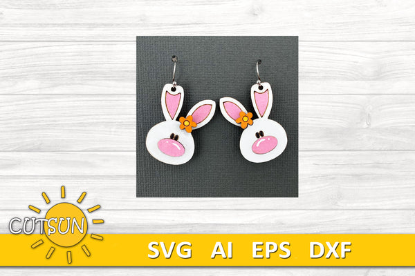 Easter Bunny Earring SVG Floral Easter Earrings Svg Easter Dangle Earrings Laser Cut Files Easter Bunny Svg Glowforge Cricut
