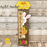 Easter Bunny porch sign add-on with a free Interchangeable Porch leaner SVG included Glowforge SVG Laser cut file