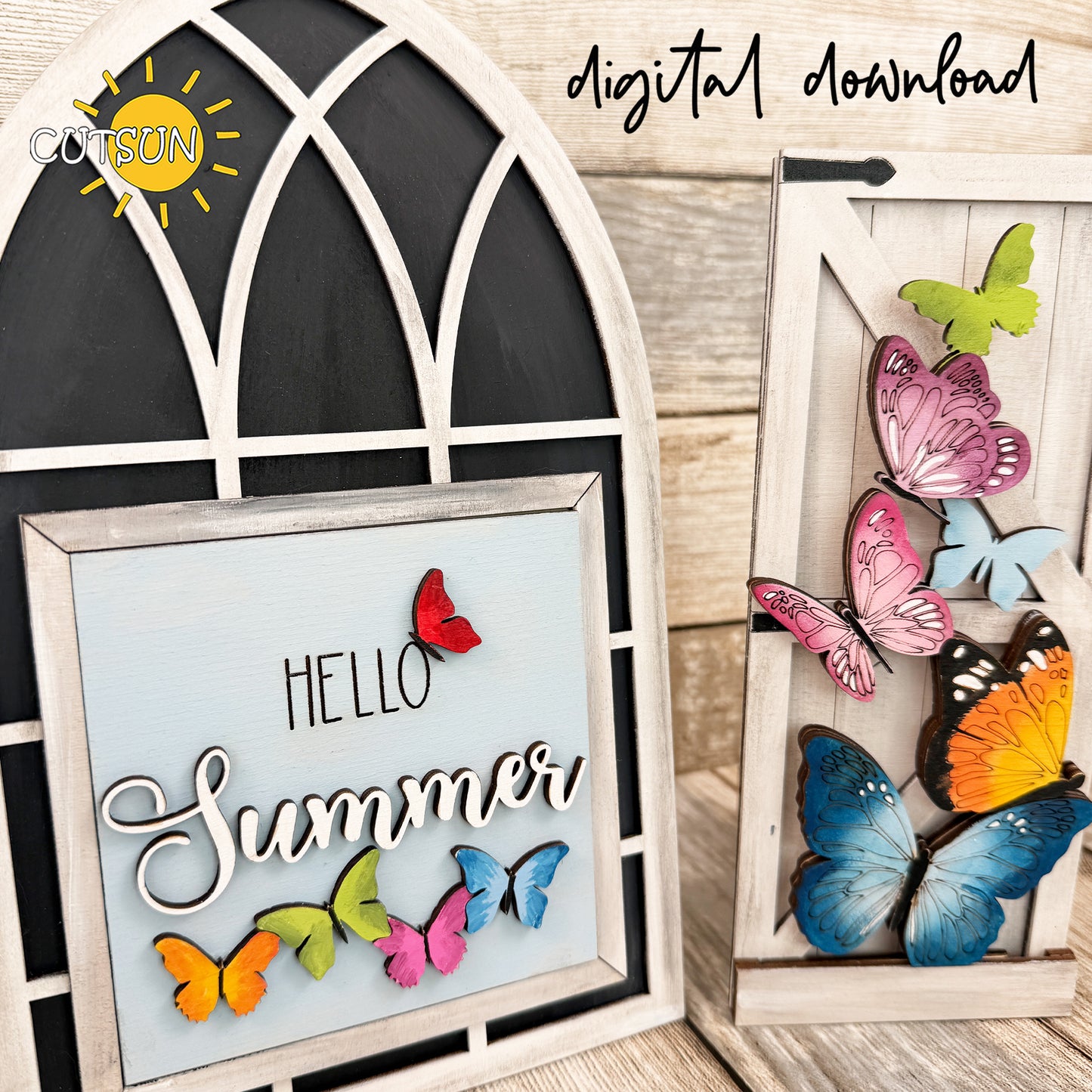 Butterflies Farmhouse Window Add-On SVG for Interchangeable Window Decor