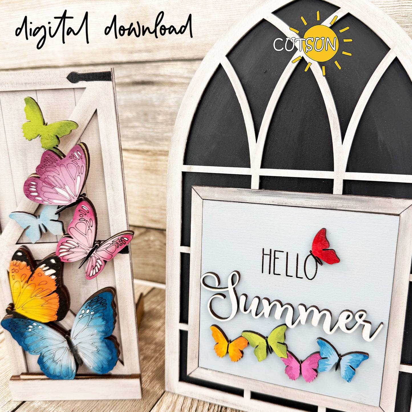 Butterflies Farmhouse Window Add-On SVG for Interchangeable Window Decor