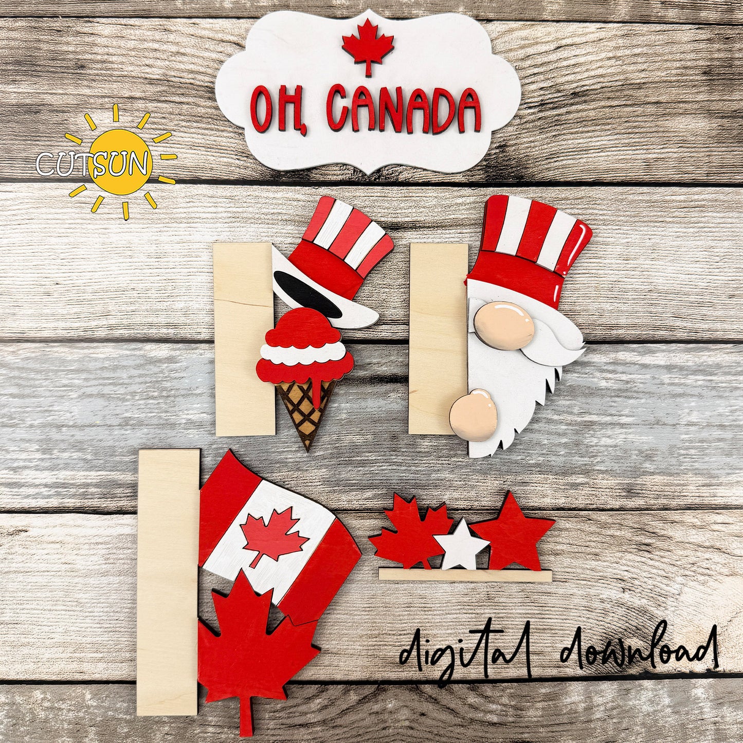 Canada Theme Add-On for Interchangeable Vertical Porch Leaner | Laser Cut File
