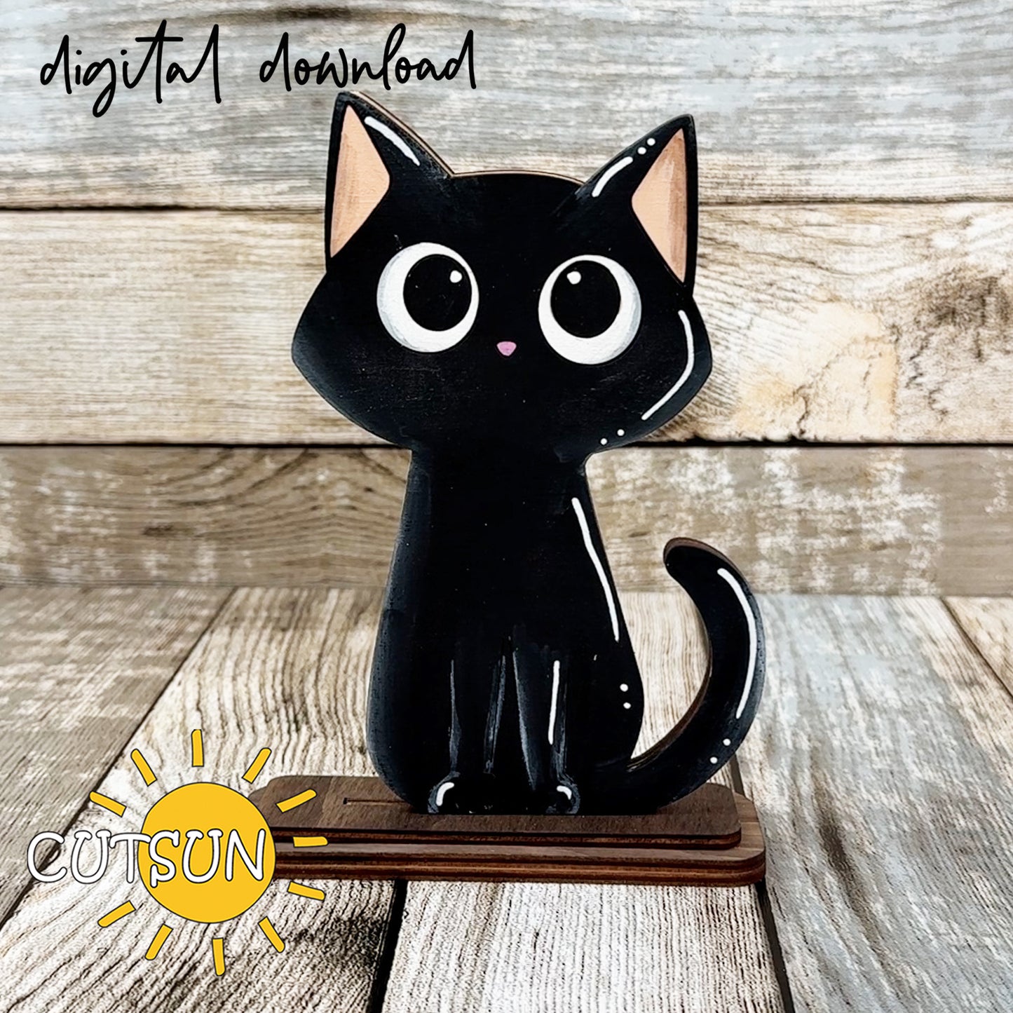 Interchangeable Cat Shelf Sitter SVG – Cute Sitting Cat Interchangeable Decor + 15 add-ons