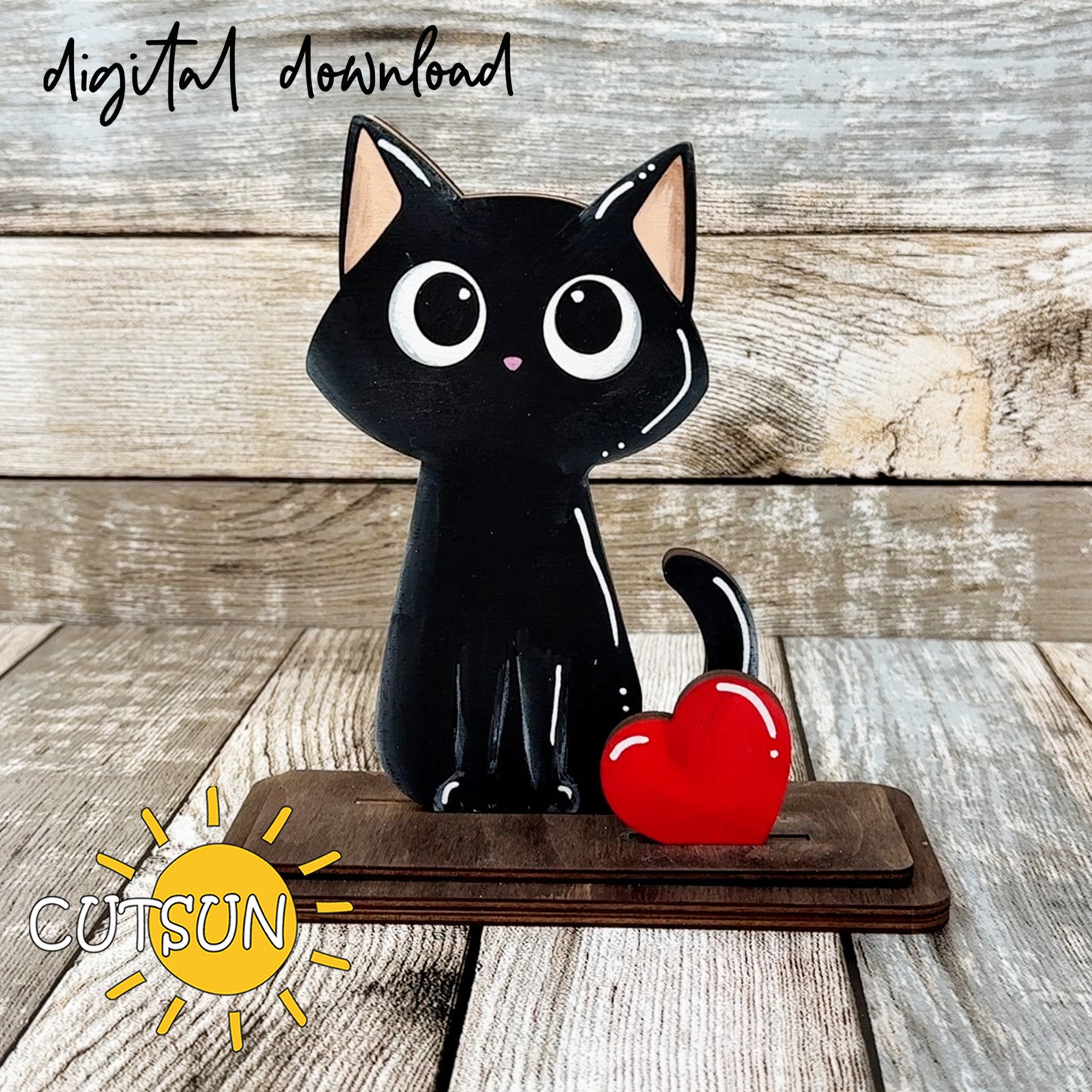 Interchangeable Cat Shelf Sitter SVG – Cute Sitting Cat Interchangeable Decor + 15 add-ons