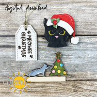 Christmas cat Add-on and Interchangeable Cutting board decor SVG