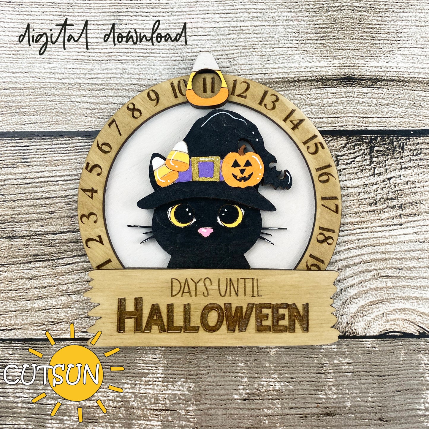 Halloween Countdown SVG Cat Countdown | Days Until Halloween SVG laser cut file