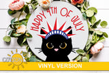 Happy 4th of July door hanger svg Patriotic Cat door sign SVG Statue of Liberty crown svg Glowforge svg Laser cut file Cricut SVG