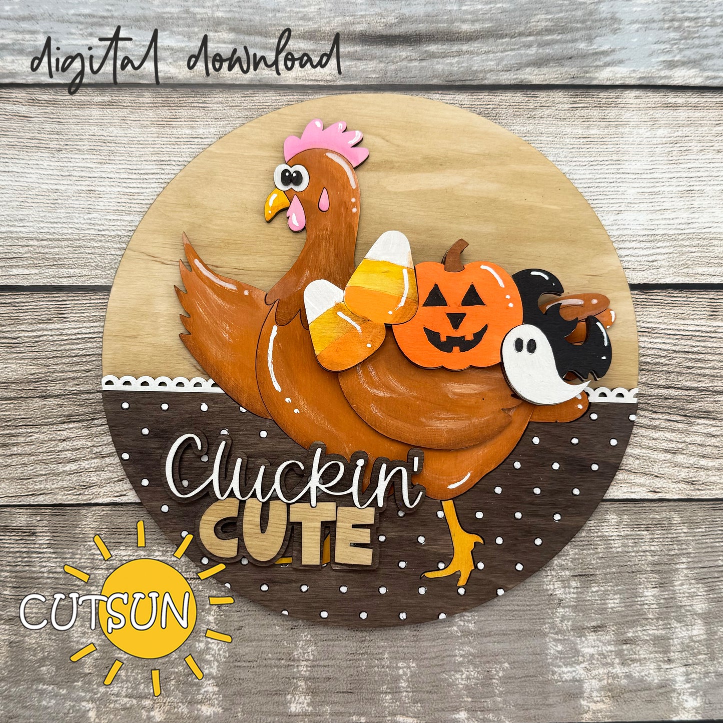 Halloween Add-On SVG for Interchangeable Goose Door Hanger – Pumpkin, Ghost & Candy Corn | Laser Cut File for Fall Decor