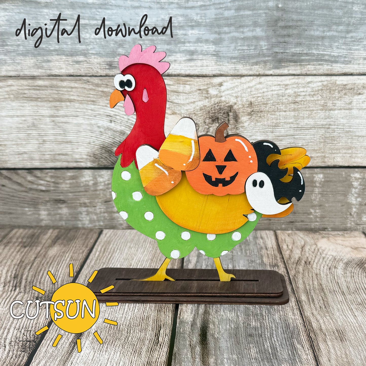Halloween Add-On SVG for Interchangeable Goose Door Hanger – Pumpkin, Ghost & Candy Corn | Laser Cut File for Fall Decor