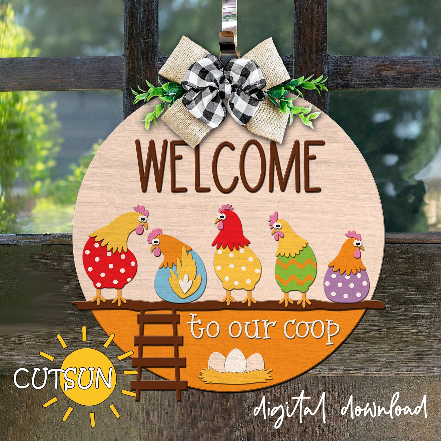 Chicken door hanger SVG | Welcome to our coop door hanger SVG