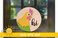 Chicken hi door hanger SVG