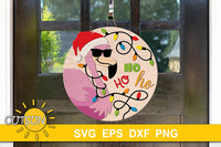 Christmas Flamingo door hanger SVG digital download