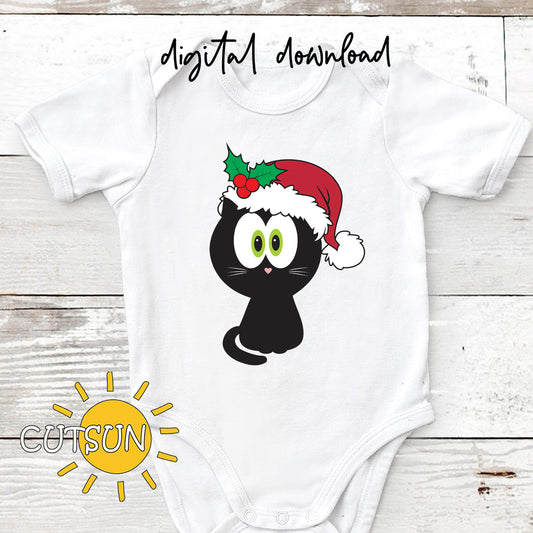 Christmas Cat SVG | Christmas black cat SVG | Christmas Kitty SVG