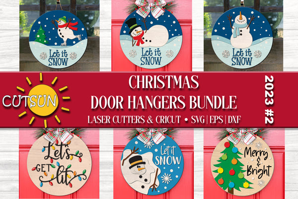 Christmas door hanger SVG bundle for laser cutters and Cricut or Silhouette craft cutting machines