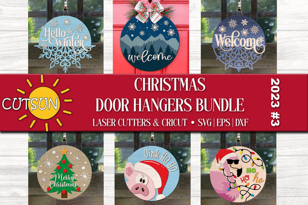 Christmas door hangers SVG bundle for laser cutters and Cricut / Silhouette craft cutting machines