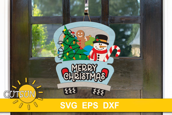 Christmas truck door hanger SVG cut file