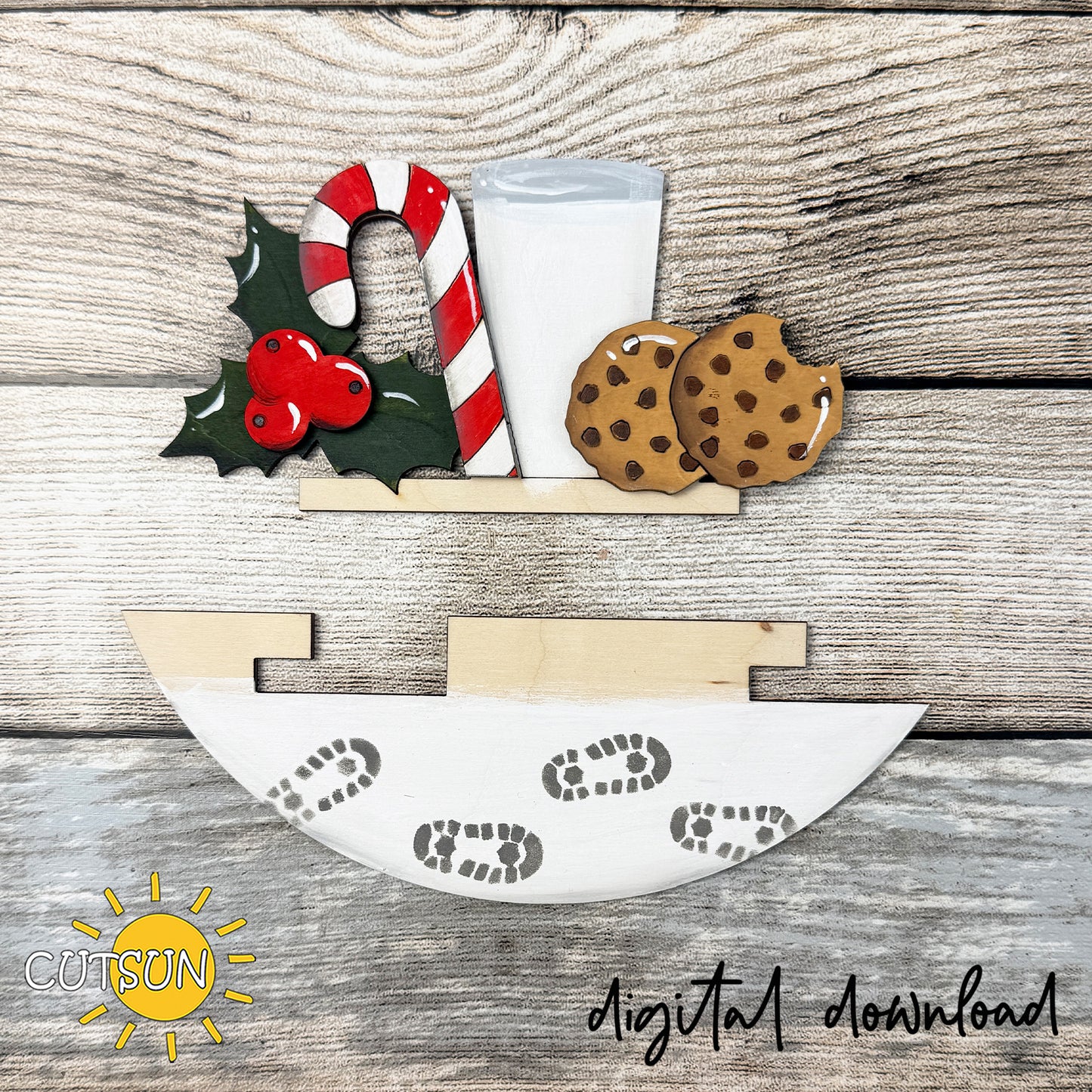 Christmas Cookies SVG Insert for Interchangeable Round Sign | Milk & Cookies Christmas Door Hanger Add-On | Laser Cut File