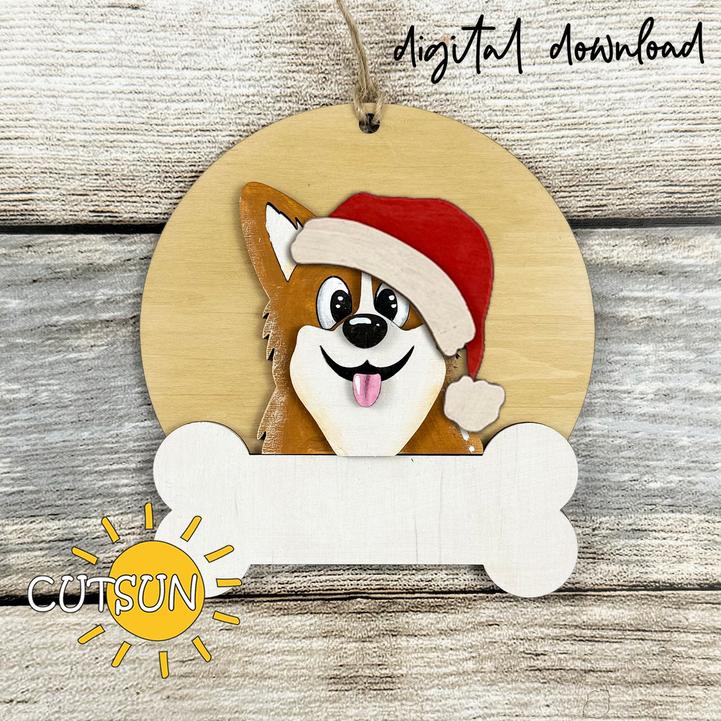 Corgi Christmas Ornament Bundle | Laser Cut Dog Bone Ornaments | Personalized Pet Holiday SVG Files