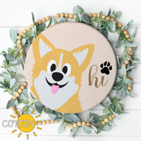 Corgi Hi Door hanger SVG | Dog welcome sign svg