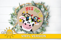 Dairy Cow Let's get lit Door Hanger SVG Christmas lights door hanger SVG