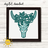 3D Layered Cow skull Mandala SVG | Floral Cow Skull Layered