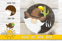 Interchangeable Round Gnome door hanger SVG Cowboy Gnome svg Add-on Gnome Hi Door hanger svg Cowboy boot svg Western svg Laser cut file