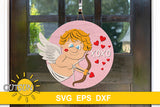 Valentine's day door hanger with Cupid SVG digital download for use with laser cutters