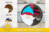 Interchangeable Round Gnome door hanger SVG Curling Gnome svg Add-on Gnome Hi Door hanger svg Curling svg Glowforge svg Laser cut file