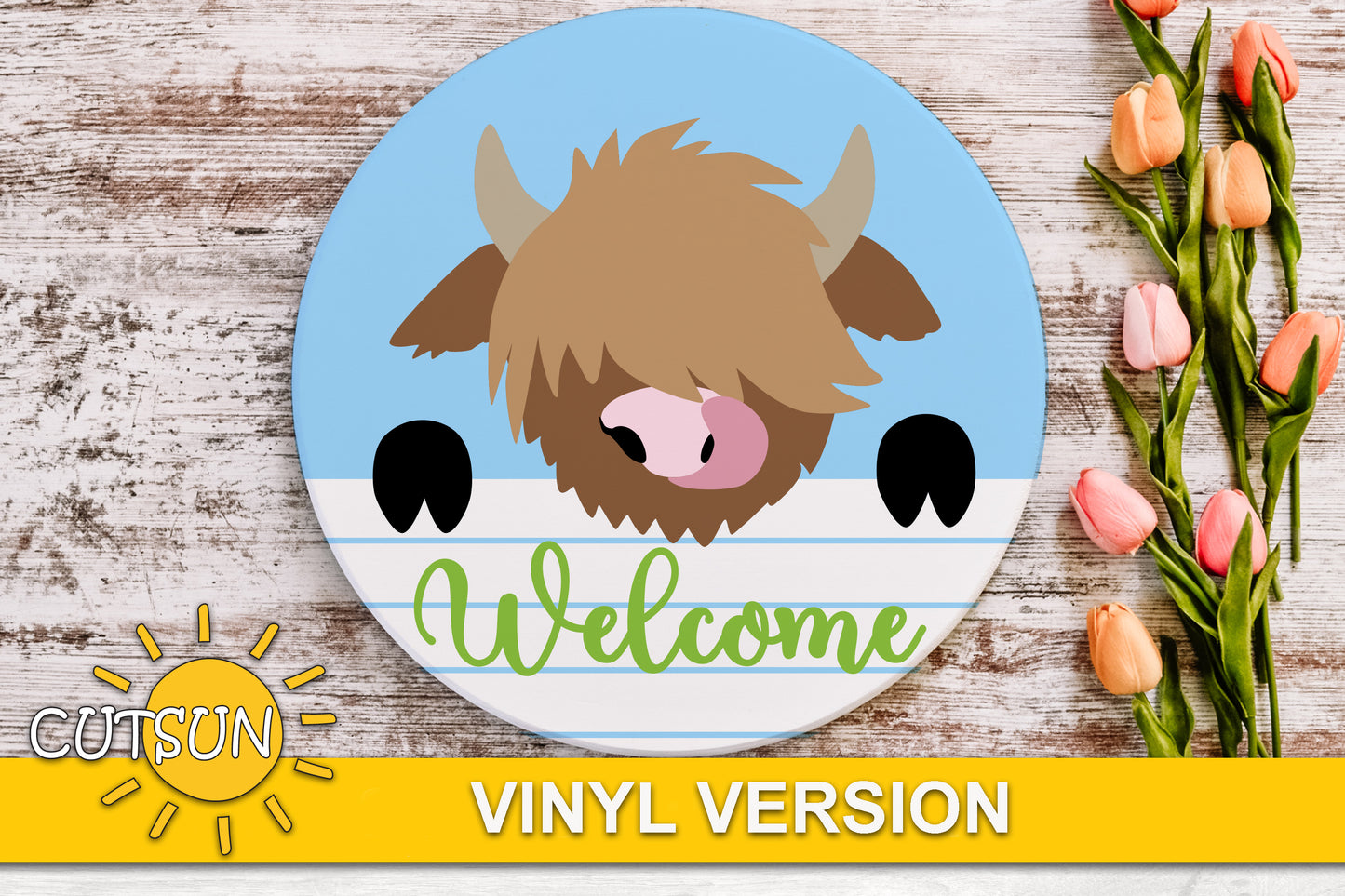 Highland cow door hanger Cricut SVG file