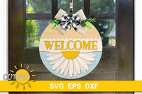 Daisy door hanger with the word welcome