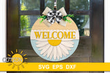 Daisy door hanger with the word welcome