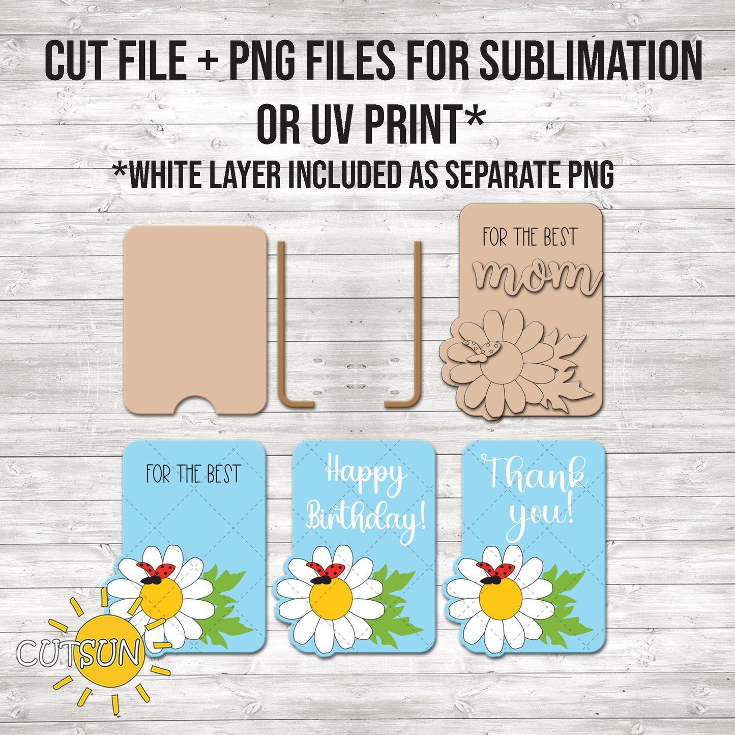 Daisy Gift Card Holder SVG laser cut file with Printable PNG Files
