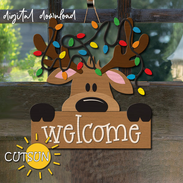 Reindeer Christmas Door Hanger SVG