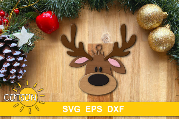 Reindeer Christmas ornament SVG laser cut file