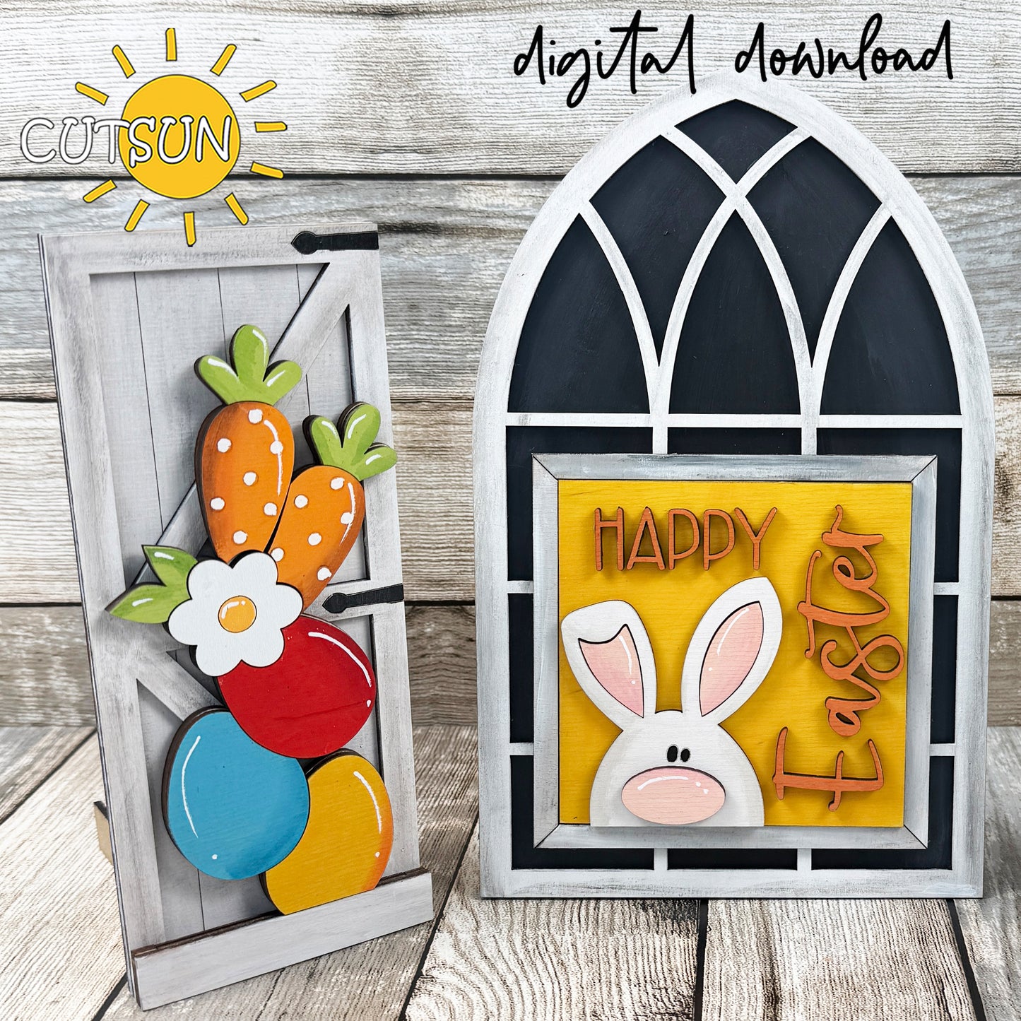 Easter Bunny Add-On for Farmhouse Interchangeable Window | Laser Cut Digital Files