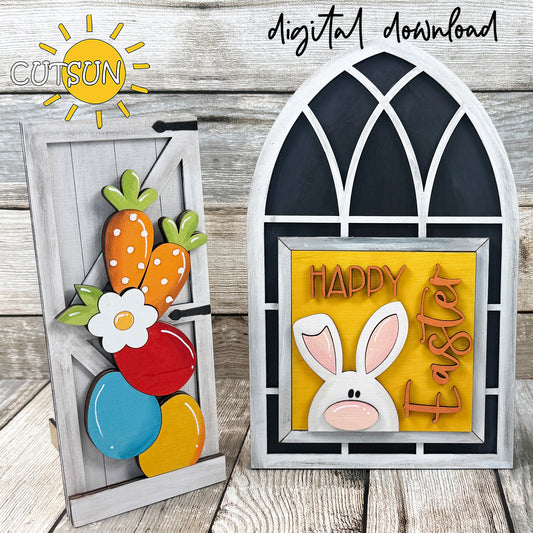 Easter Bunny Add-On for Farmhouse Interchangeable Window | Laser Cut Digital Files