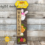 Easter Gnome svg porch sign add-on with a free Interchangeable Porch leaner SVG included Glowforge SVG Laser cut file Easter bunny svg