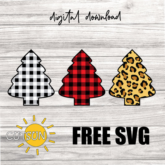 Patterned Christmas trees Free SVG cut file