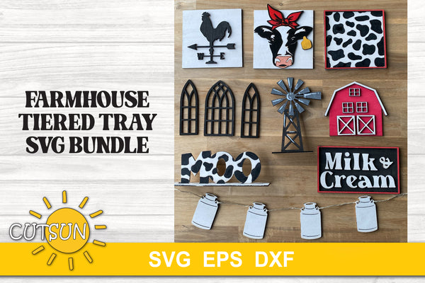 Farmhouse tiered tray decor SVG bundle | Cow tiered tray decor SVG bundle