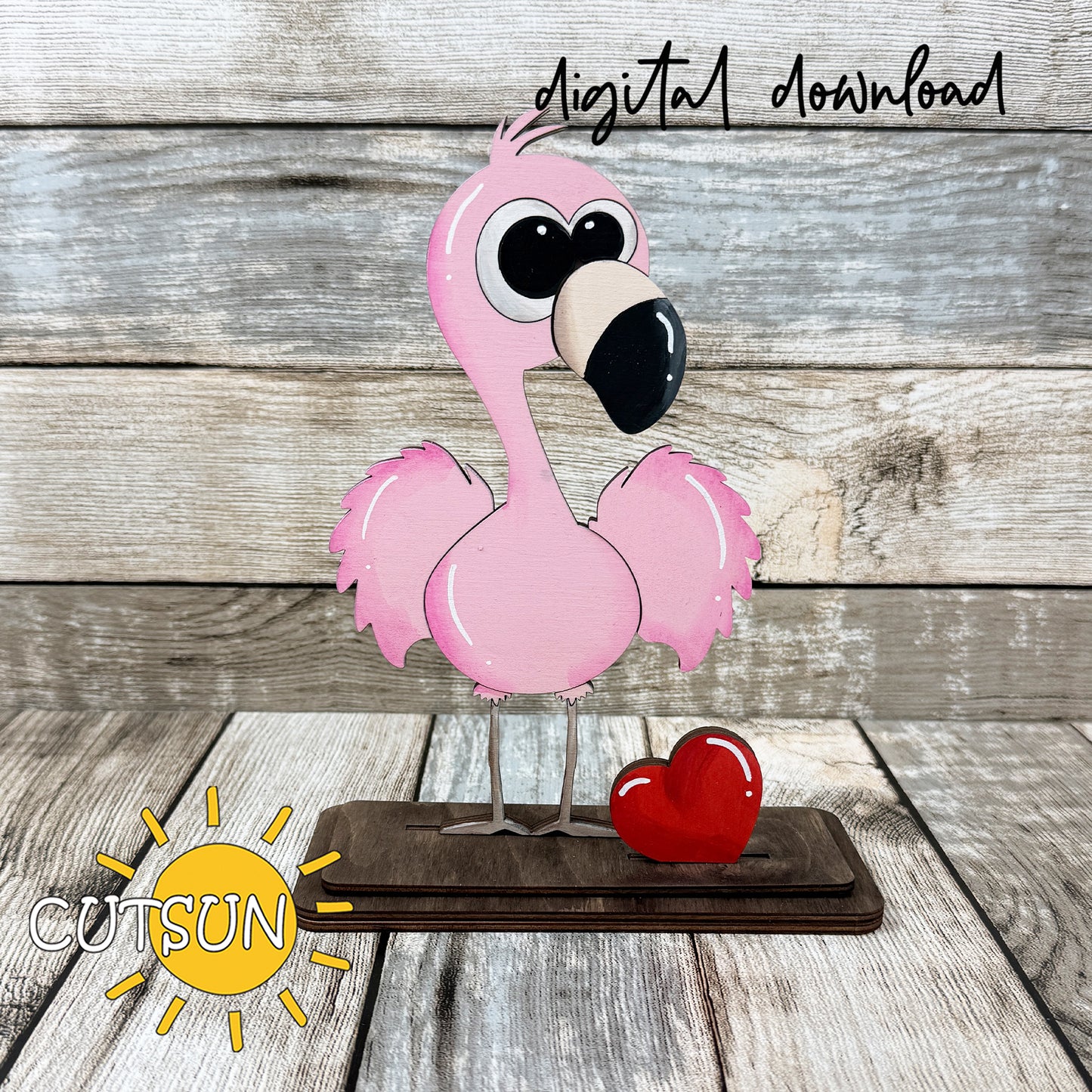 Interchangeable Flamingo Shelf Sitter SVG Cut File with Solo, Duo & Trio Stands + 15 Free Add-Ons Digital Download