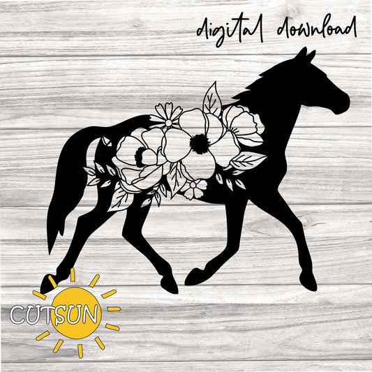 Floral Horse SVG | Horse SVG | Farmhouse SVG
