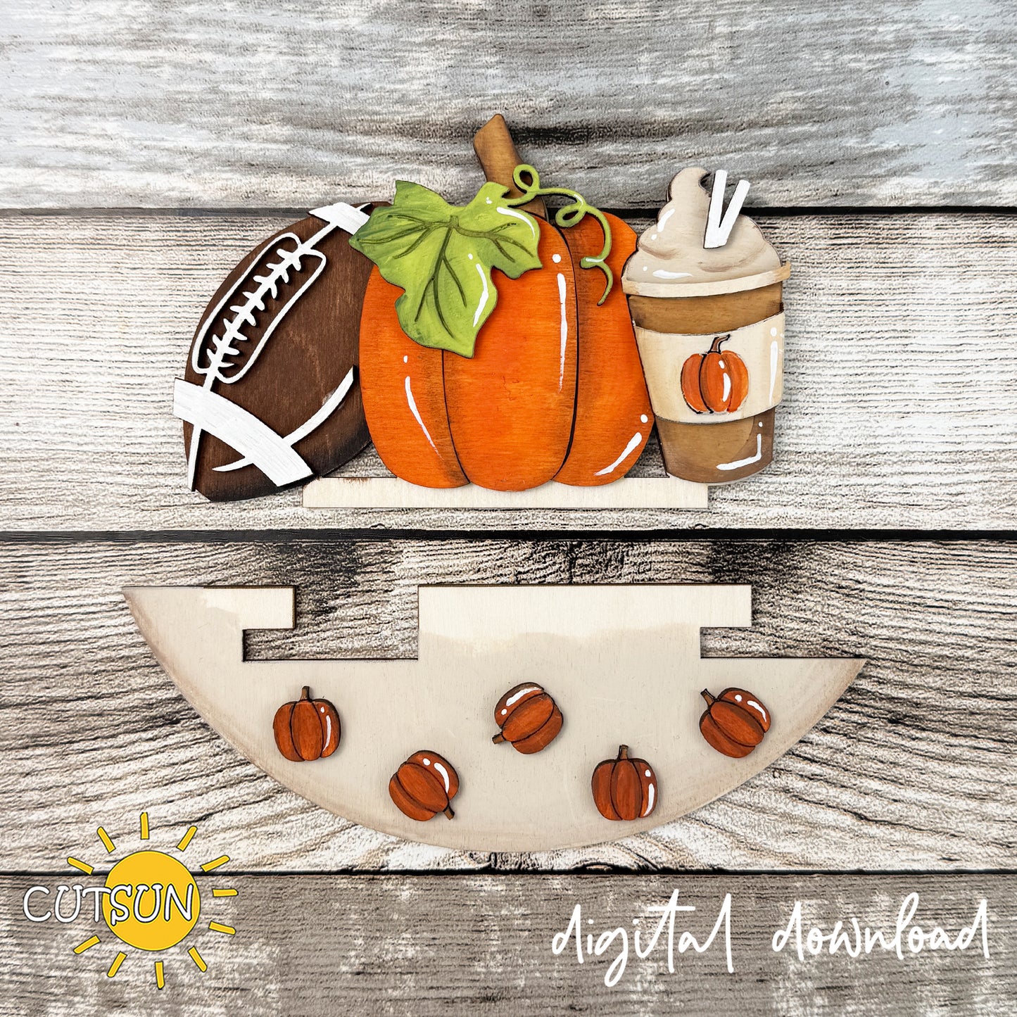Fall SVG Insert for Interchangeable Round Sign – Football Pumpkin Door Hanger Add-On