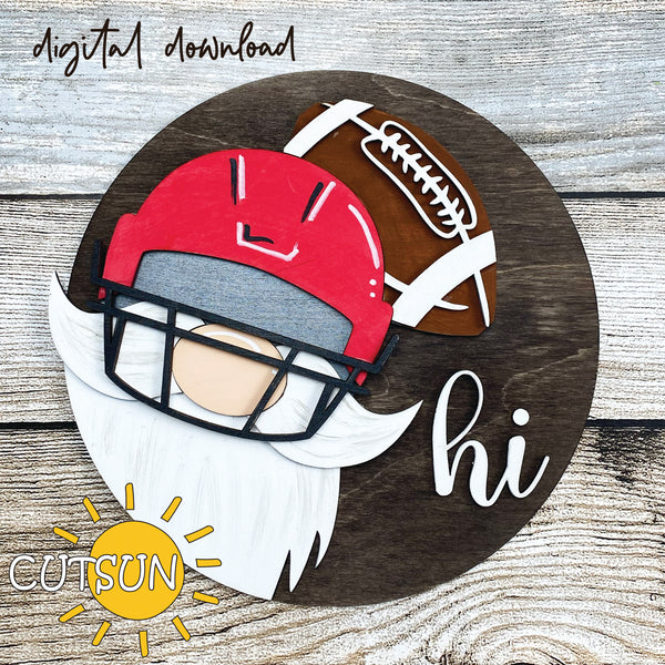 Interchangeable Round Gnome door hanger SVG Football Add-on Gnome Hi Door hanger svg Glowforge SVG Laser cut file